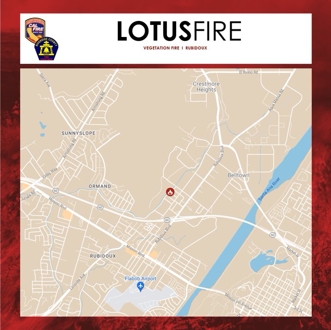 CAL FIRE Riverside County Lotus Fire June 5, 2024 map