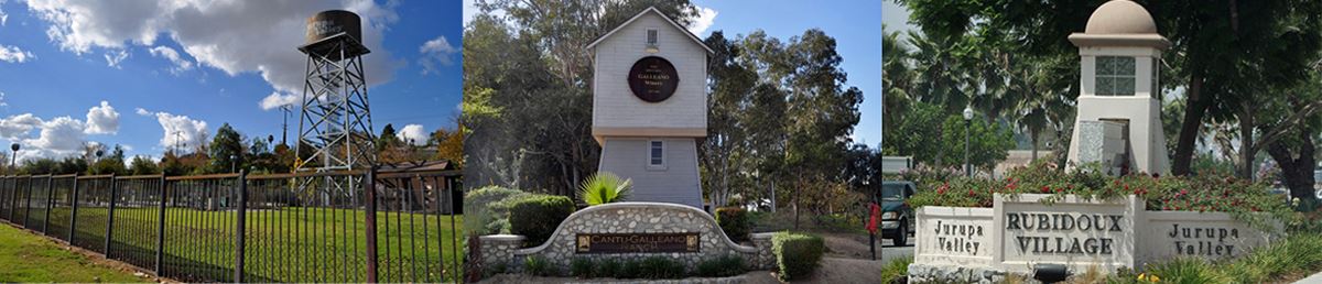 Rubidoux Village Jurupa Valley Markers and Water Towers