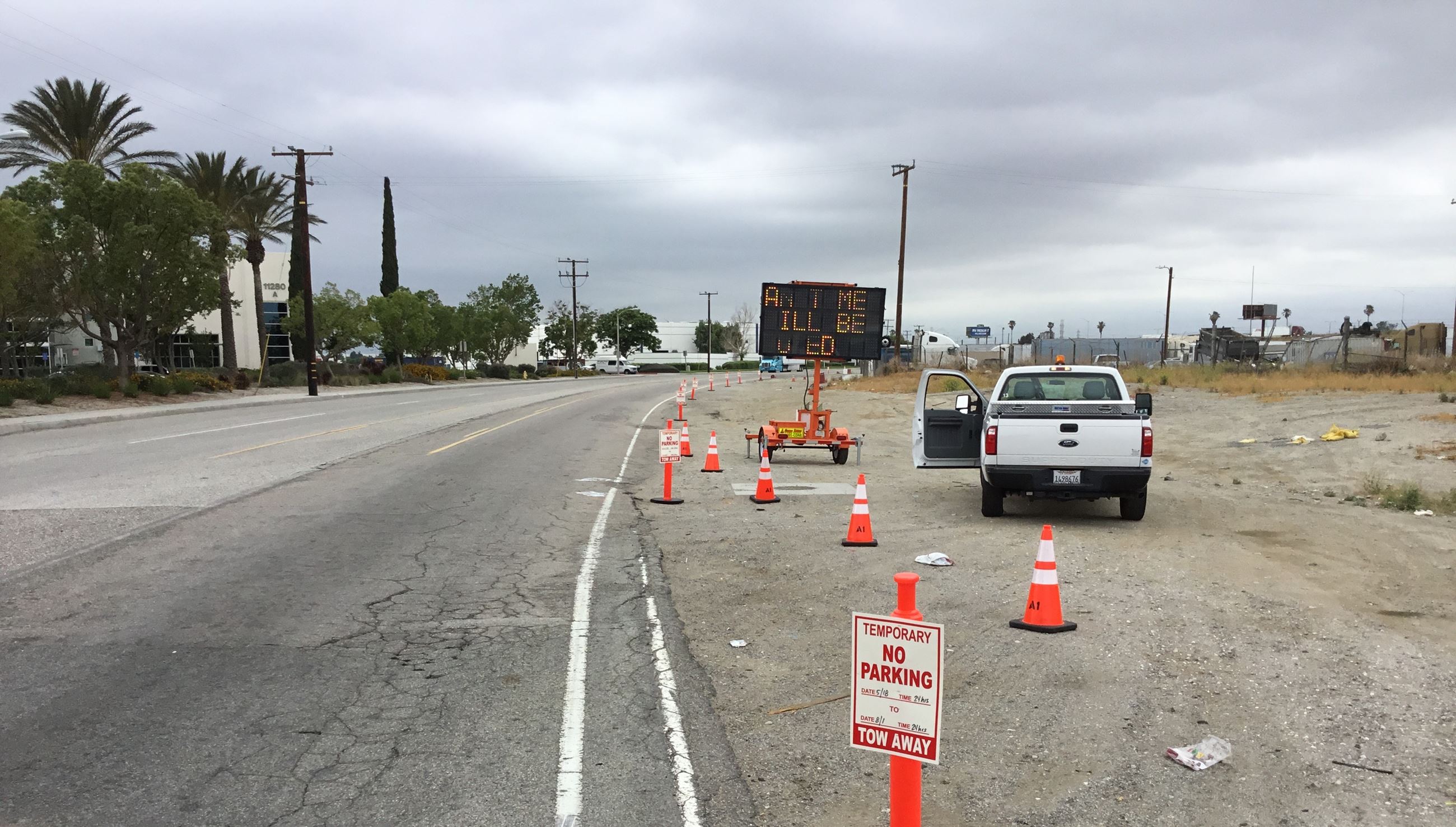 Safety cones near road
