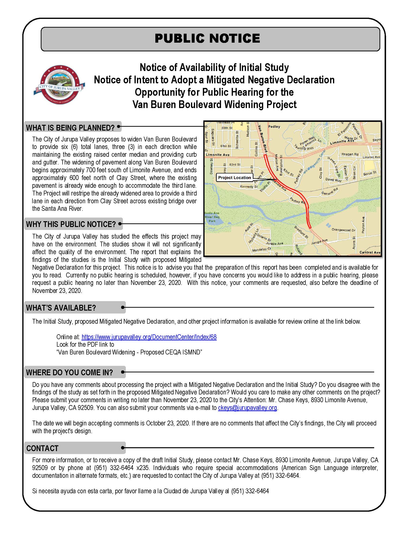 Van Buren Blvd Widening-Notice of Availability-20201015